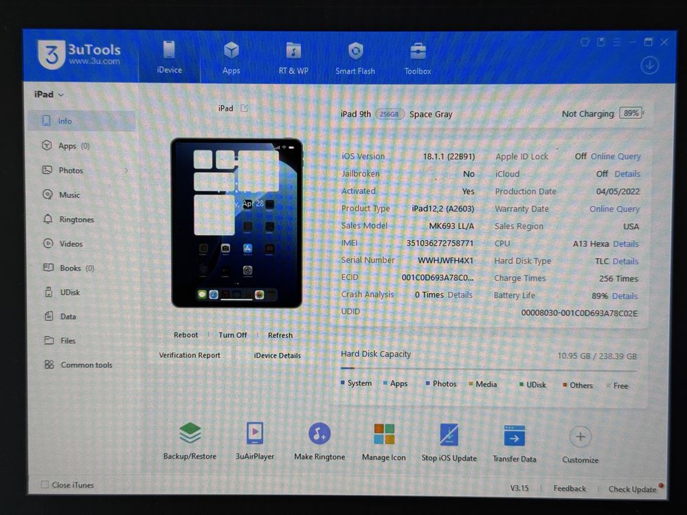 iPad 9. gen. (A2603) - 256GB - Cellular (LTE) - faktura VAT 23%