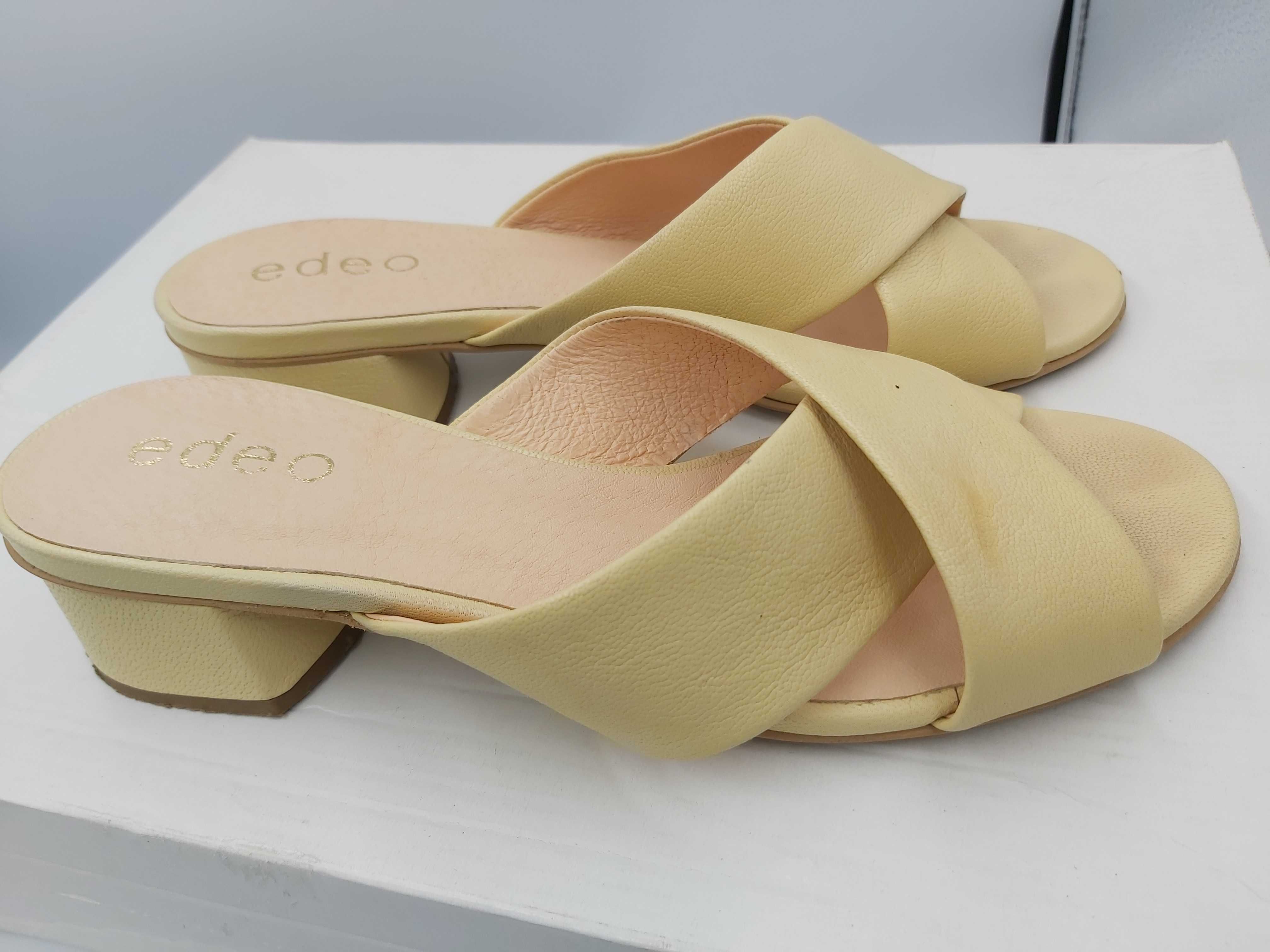 Buty klapki zamszowe edeo cytrynowe skorzane rozmiar 38 żółte
