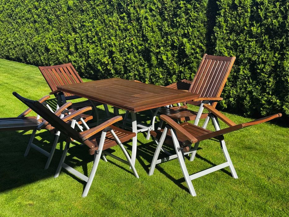 Komplet mebli ogrodowych (stół i 6 krzeseł) w bardzo dobrym stanie