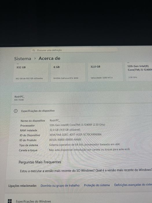 Vendo PC comprado recentemente