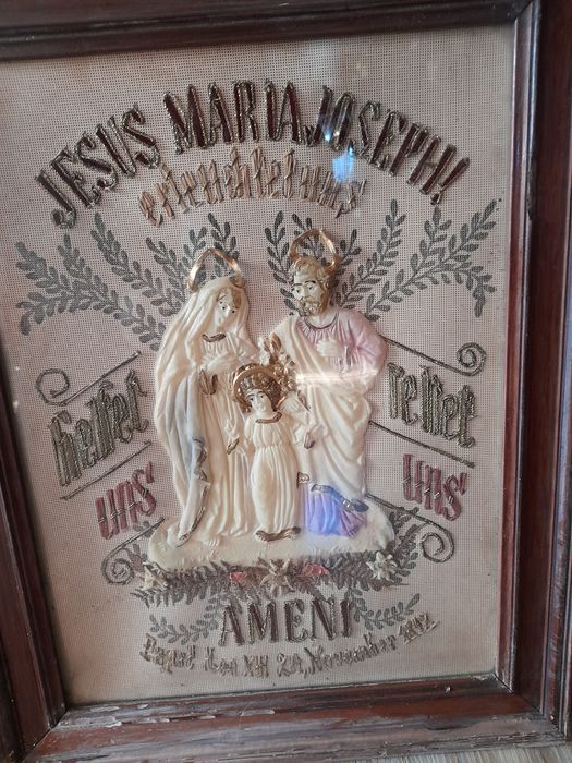 Piekny  poniemiecki obraz Święta rodzina z 1847r  antyk ,unikat 175lat