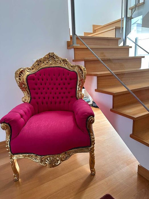 Cadeirão antigo - Bem restaurado talha dourada antiguidade, ca 1940