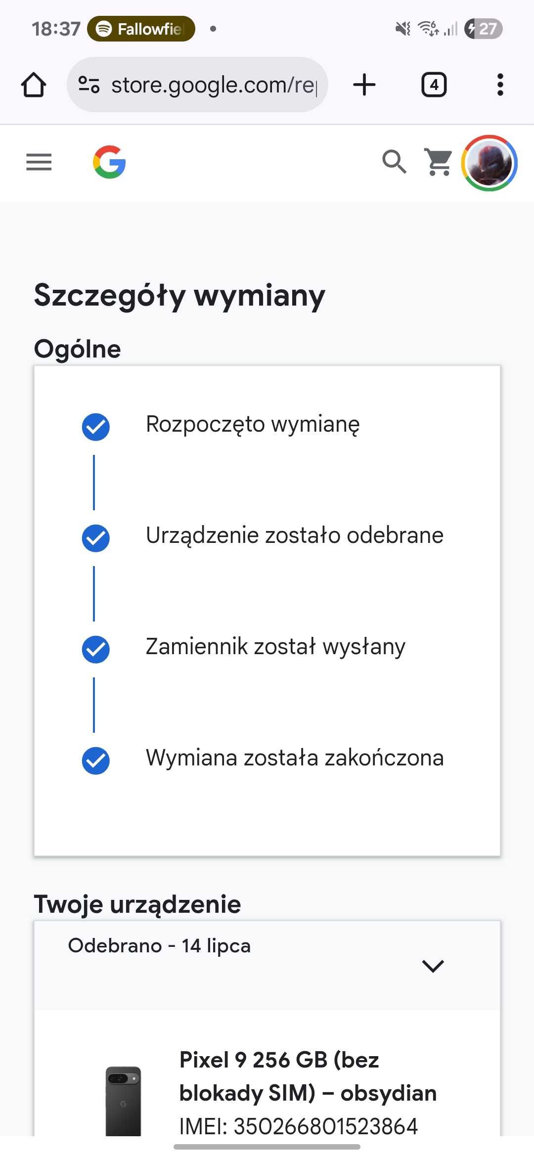 Nowy Google Pixel 9 256GB (Google REF)