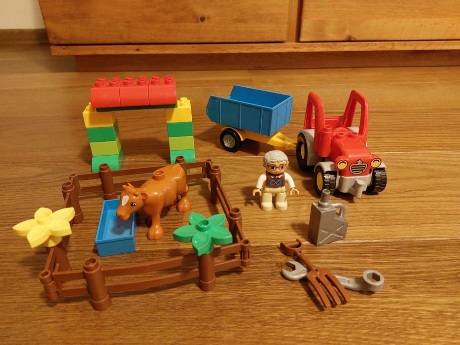 Lego duplo Farmer traktor 10524, rolnik, krowa, zagroda
