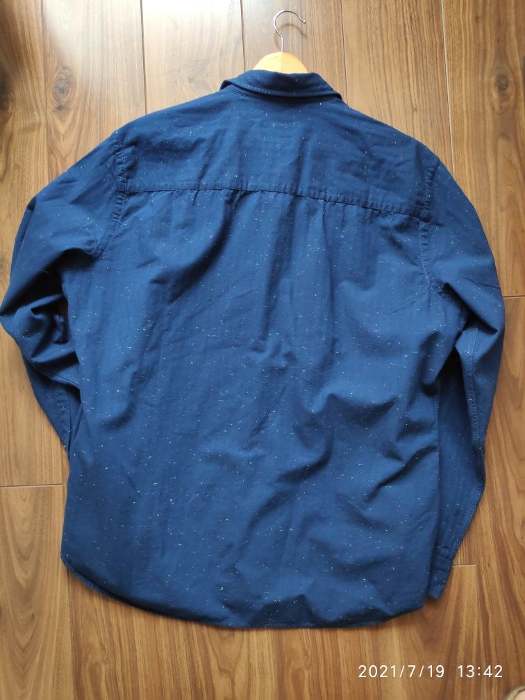 100 % bawełna, granatowa koszula z nadrukiem, Vintage, Nils Sundström