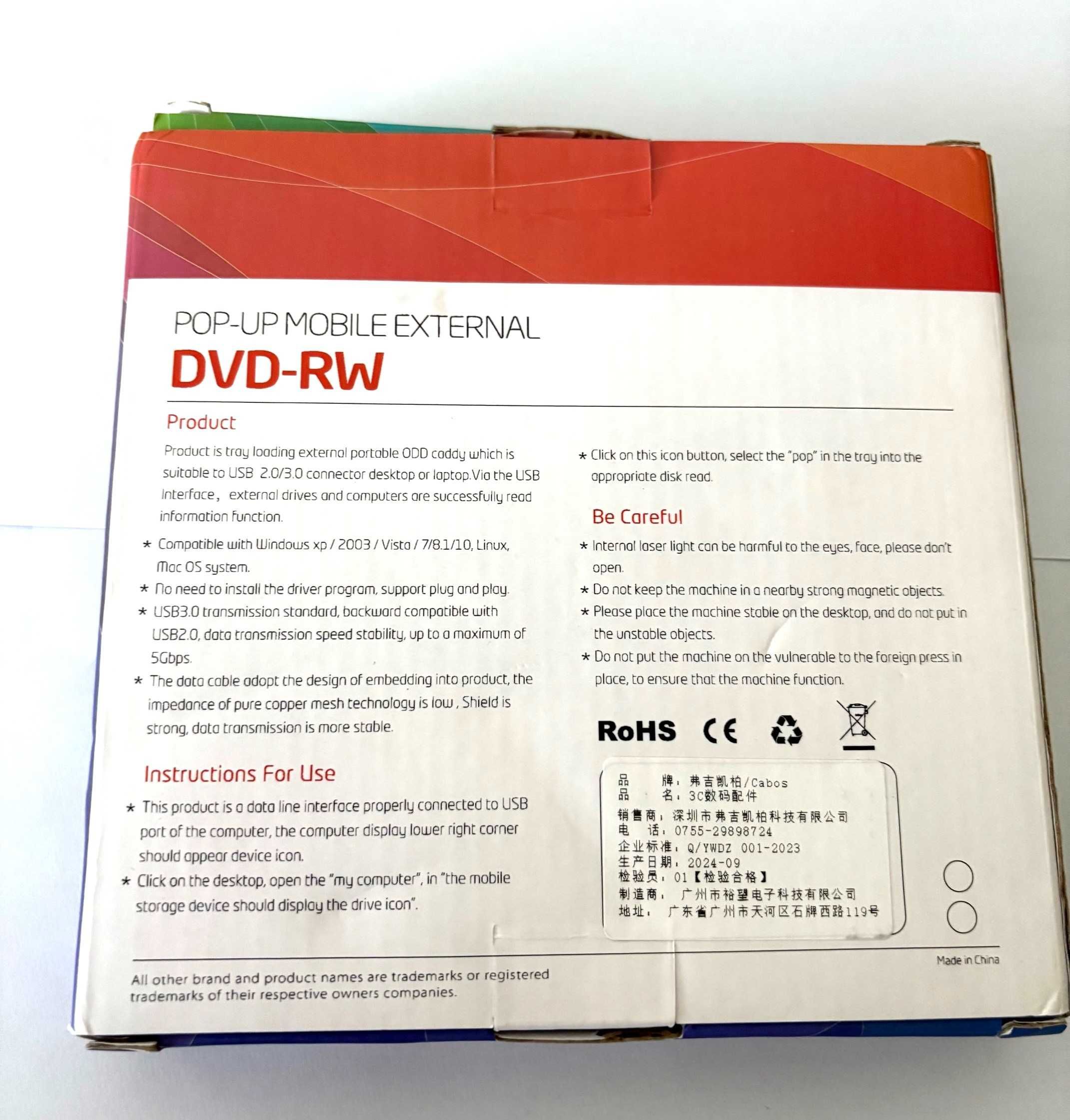 Nagrywarka DVD Zewnętrzny Przenośny Napęd DVD-rw Cd-r Na Usb 3.0