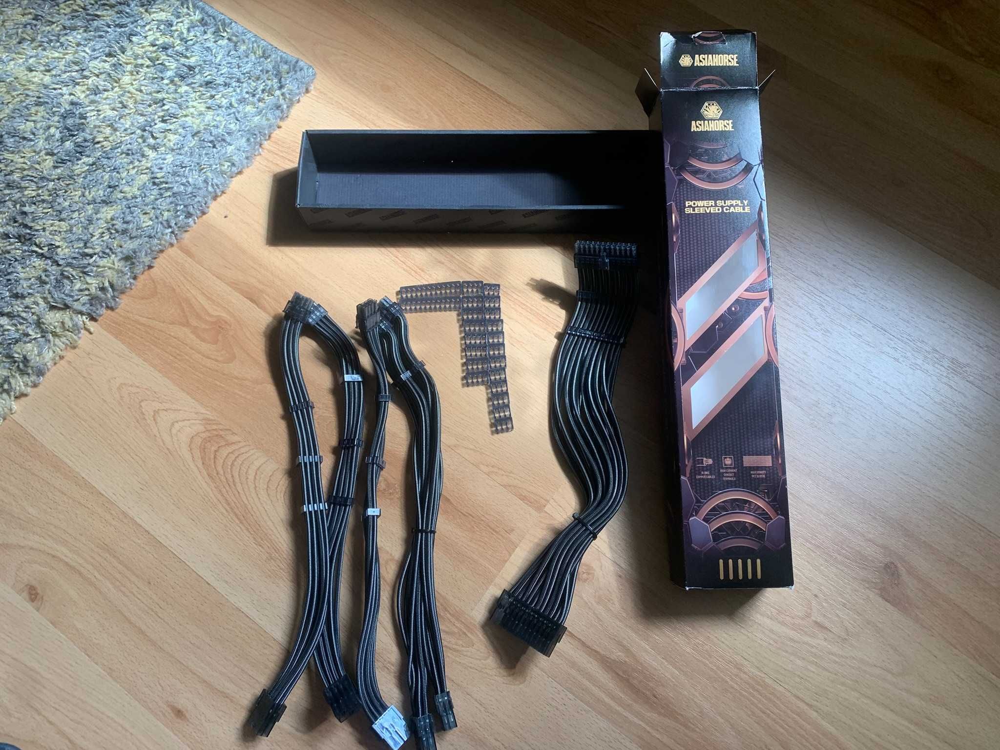 AsiaHorse Przedłużacz kabla PSU, Zestaw kabli w osłonie PC dla GPU/CPU