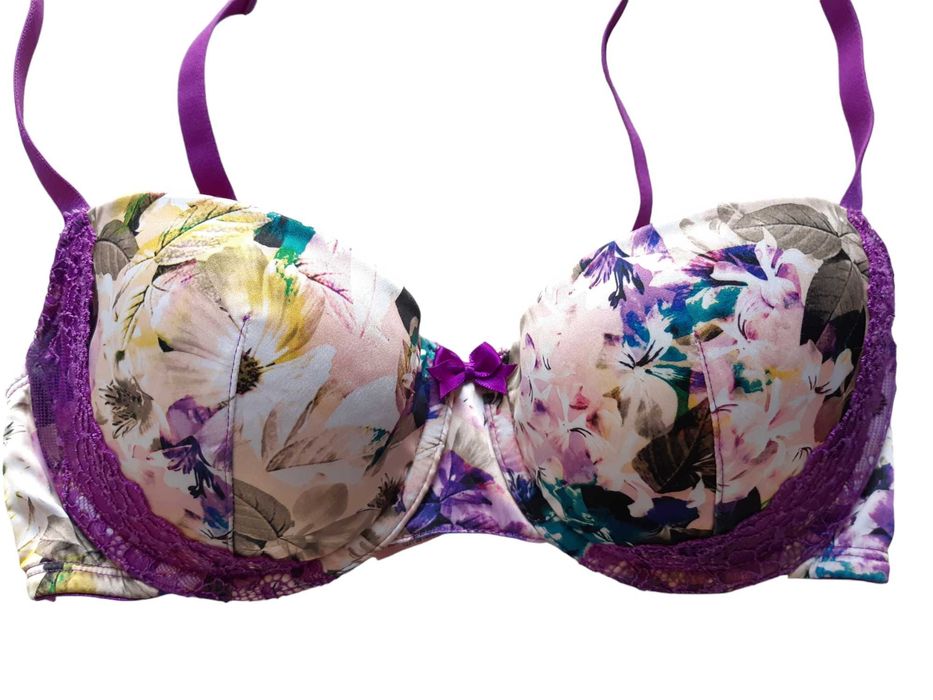 Stanik biustonosz 70C Hunkemöller wzór kwiaty koronka bielizna damska