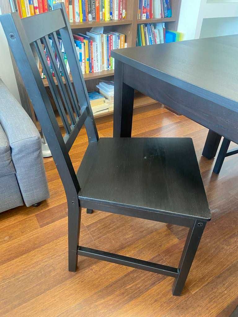 Stół rozkładany, brązowo-czarny, 130/190x80 cm IKEA i 4 krzesła