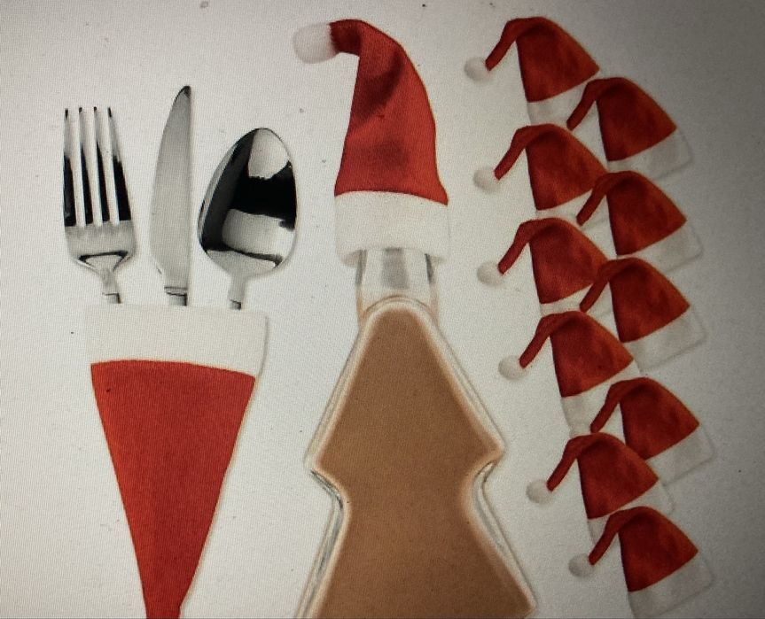 Boze Narodzenie Pokrowce na sztucce butelke czapka Mikołaja 10 szuk