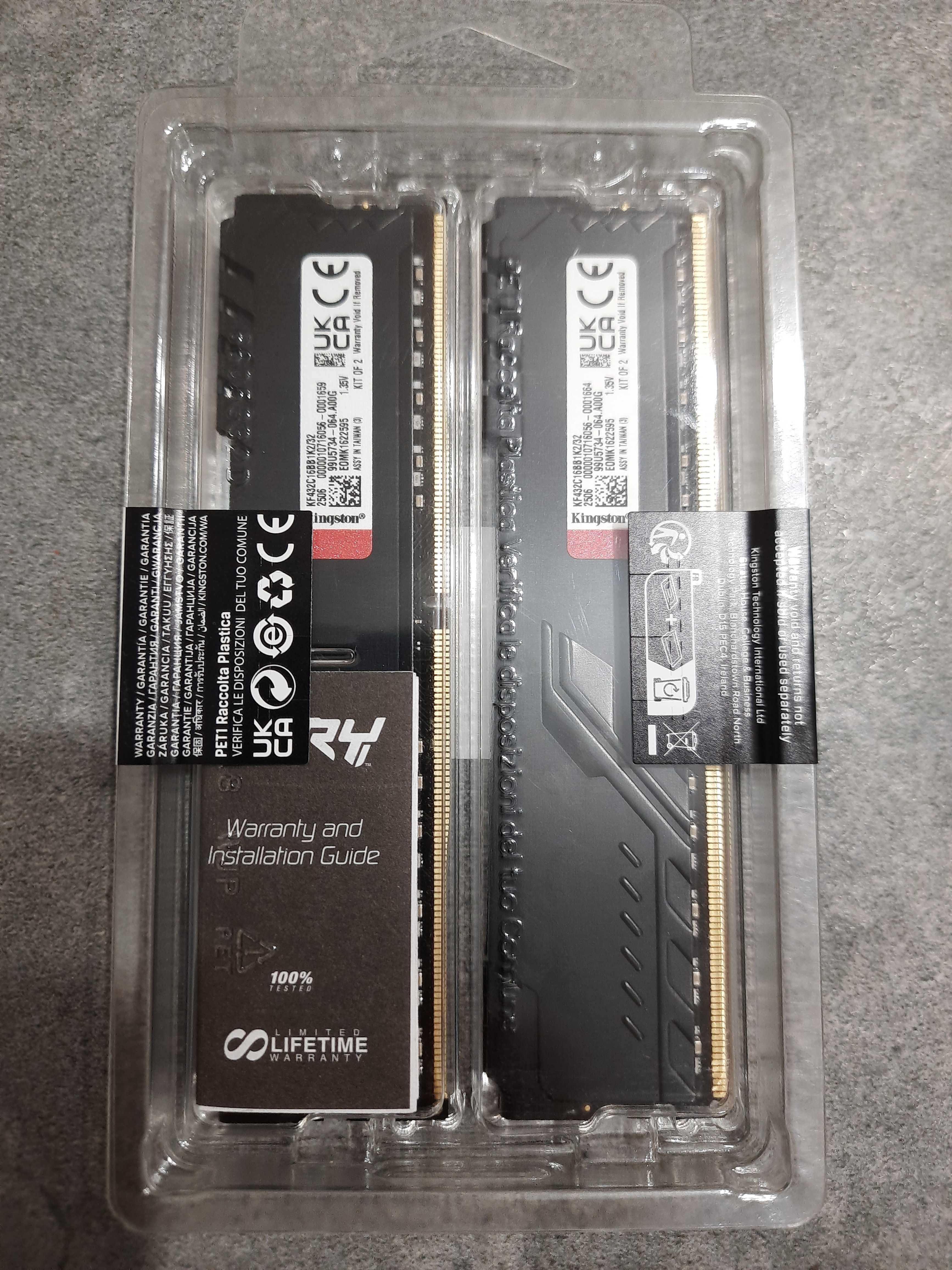не вскрывать! Модуль памяти DDR4 32GB (2X16GB) 3200 KINGSTON FURY