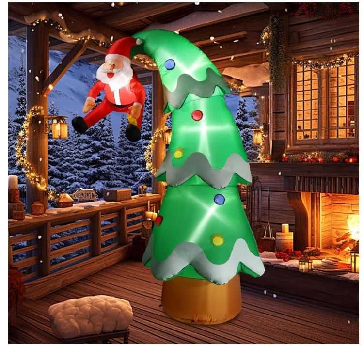 Nadmuchiwana dekoracja świąteczna XXL choinka z Mikołajem 250cm