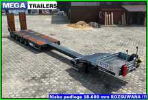 Mega Nisko-podwoziowa dł. 18,60 Mm, ROZSUWANA - KONTENERY 20, 30, 40 Ft !!!  GOTOWA ! Ład. 45 TON, pokład 14,30 m, najazdy 4,0 m HYDRAULICZNE !!!