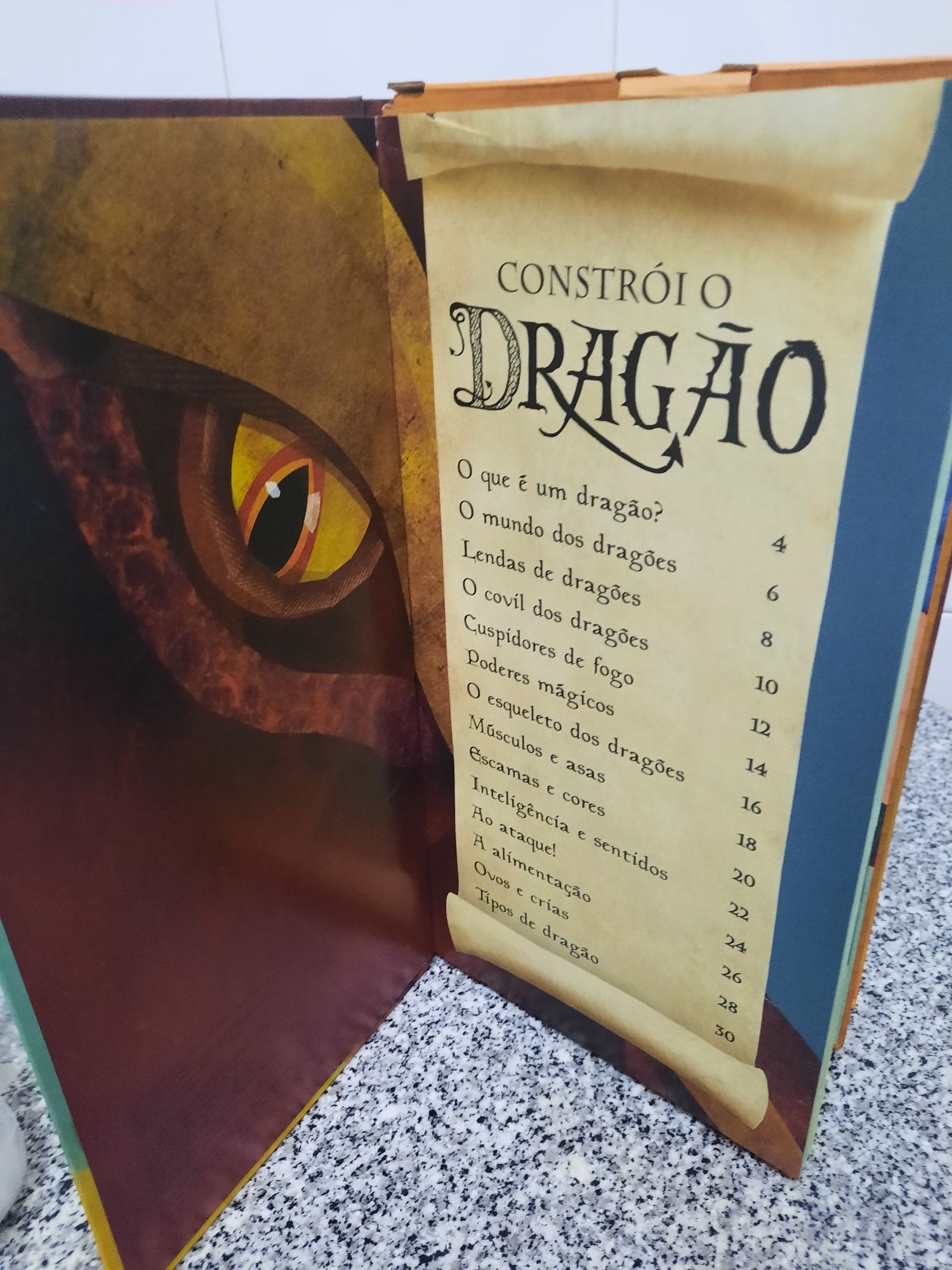 Livro com um dragāo de  46 peças para montar