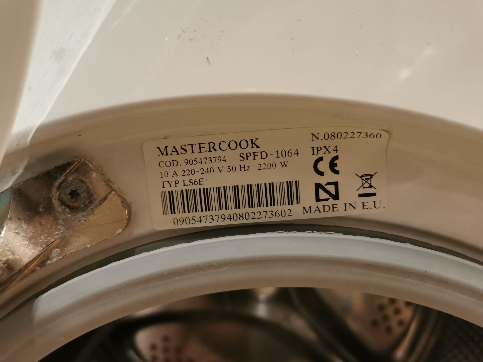 Pralko suszarka Mastercook SPFD 1064, łożysko bębna uszkodzone