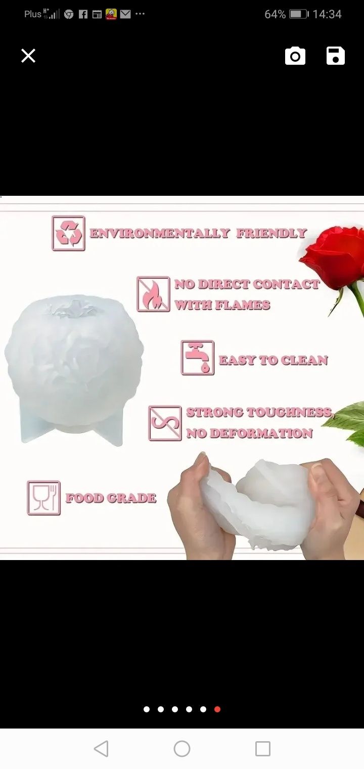 Silikonowa forma do świec kula różana