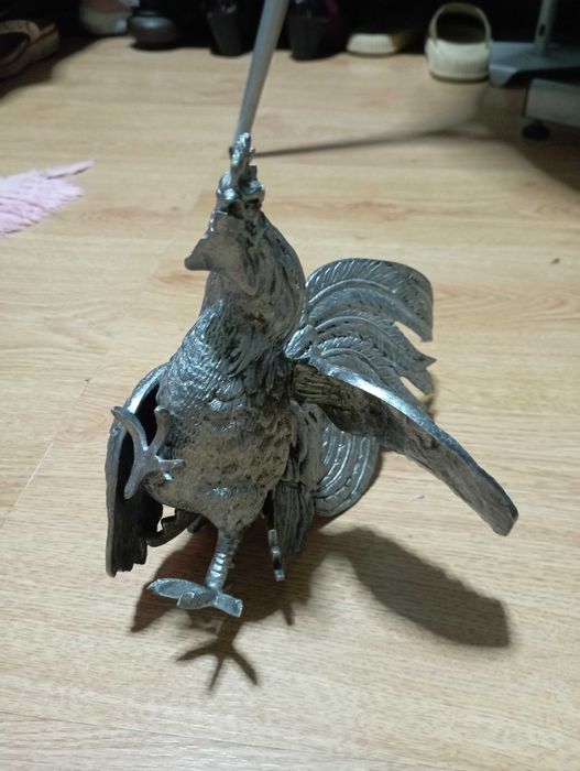 Galo de briga banhado prata
