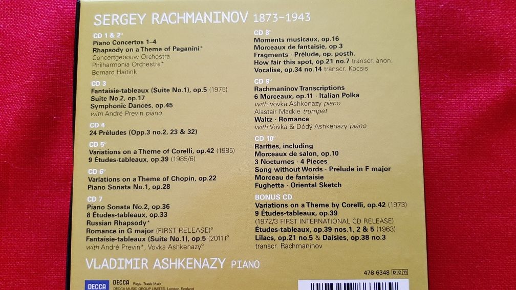 Sergey Rachmaninov - Complete works for piano - 11 cds