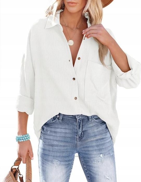 BIAŁA KOSZULA DAMSKA 100% bawełna NONSAR Oversize r. XL