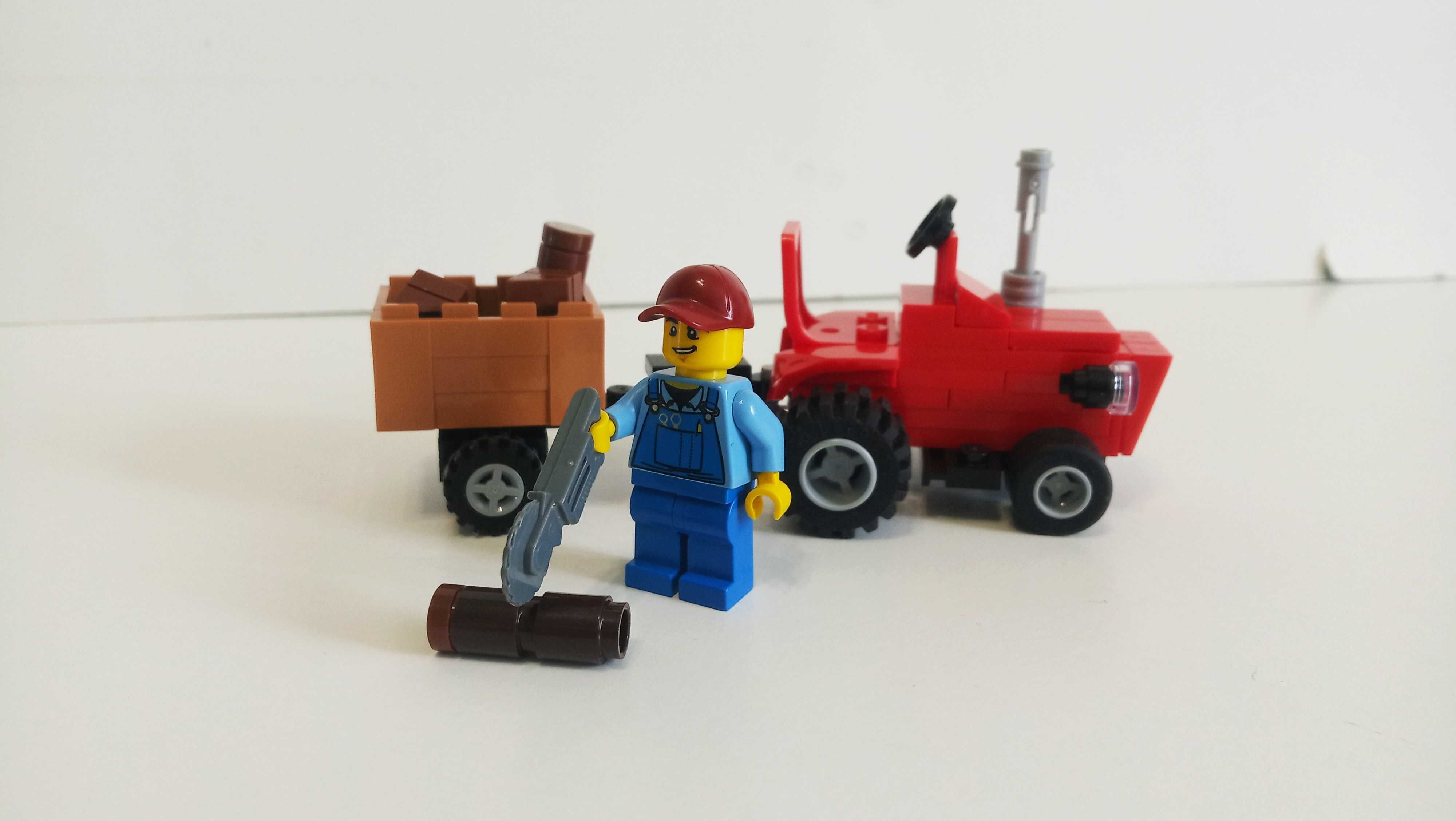 Lego Moc traktorek ursus c360 z przyczepką z drzewem