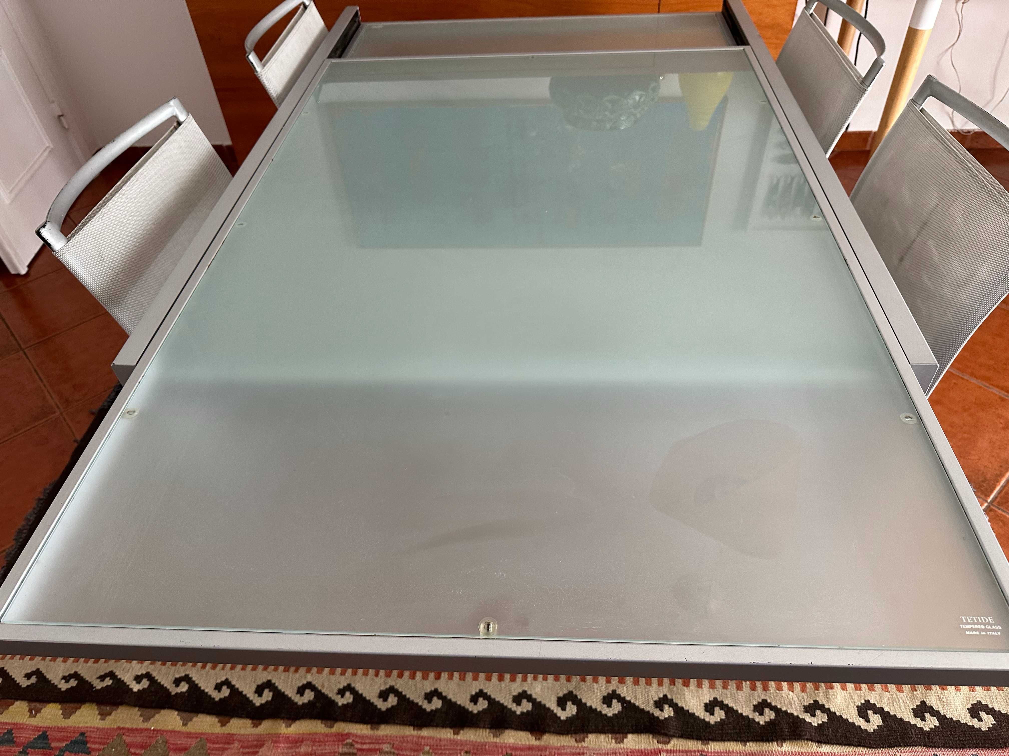 Mesa extensível vidro temperado italiano