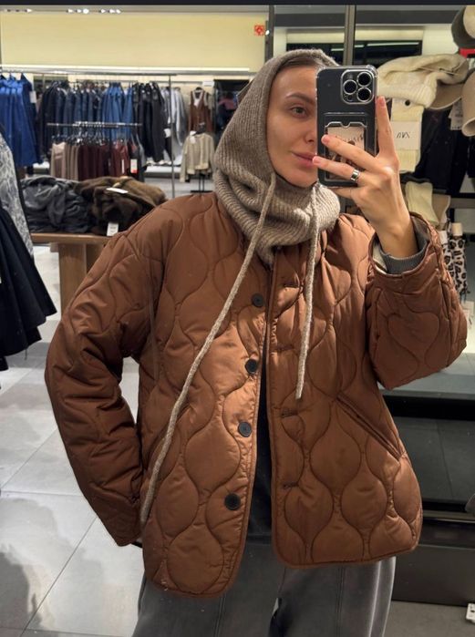 Стьобана куртка Zara бомбер Zara  куртка з коміром Zara