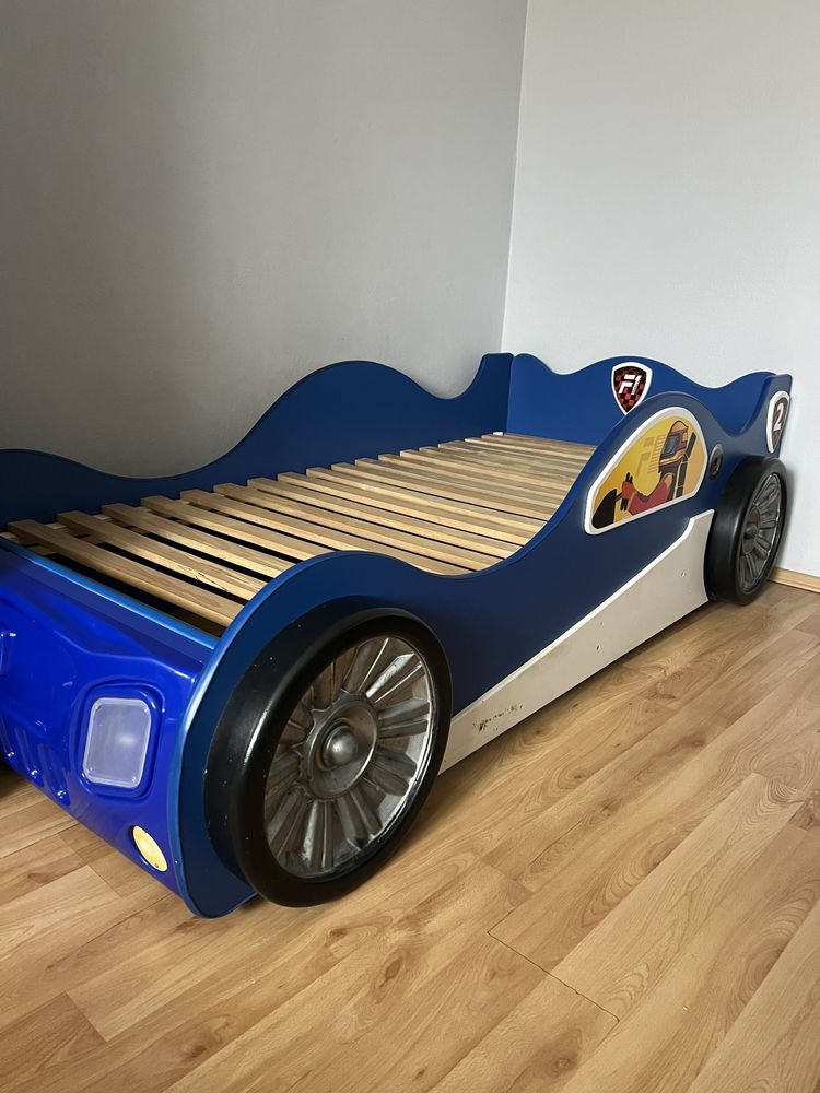 Łóżko samochód wyścigówka niebieskie do materaca 190x90