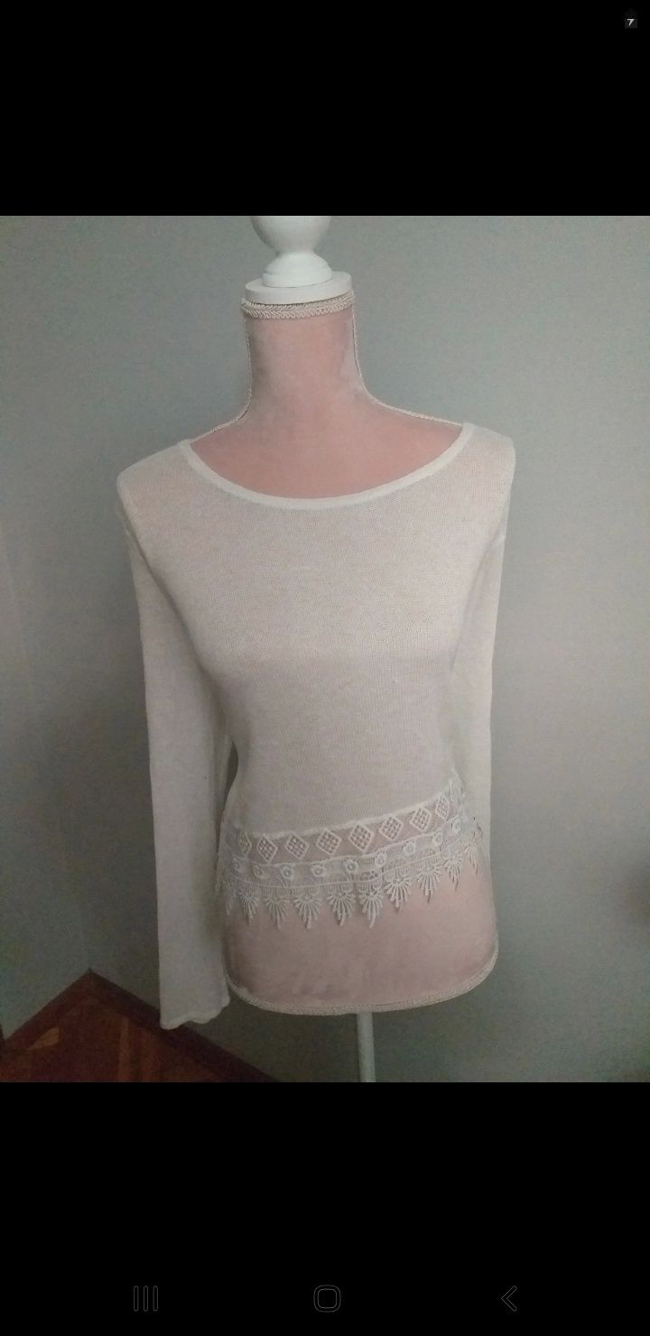 Śliczna sweterek z koronką  boho