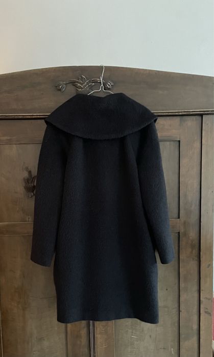 Czarny płaszcz wełniaby Bialcon alpaka i wełna owcza r.36-38
