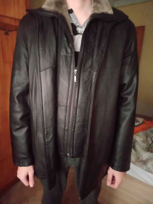 Шкіряна куртка зимова