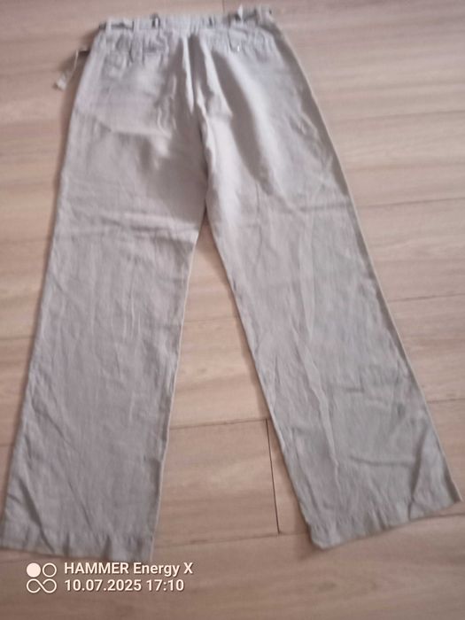 Letnie, przewiewne spodnie lniane m-ki Rosner st. idealny