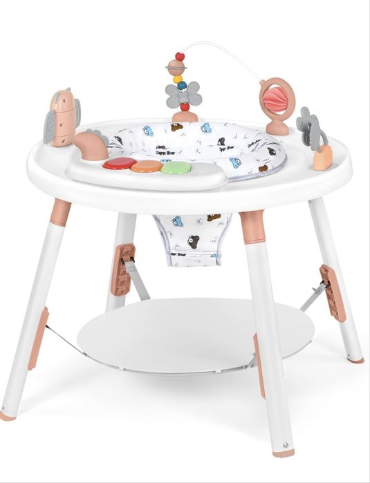 Stolik interaktywny dla dzieci 3w1 zabawki obrotowe siedzisko różowy