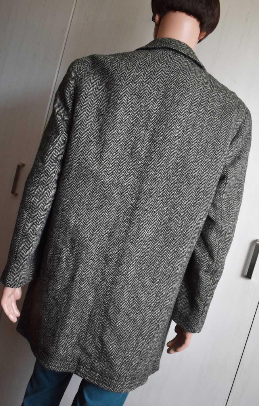 Płaszcz wełniany zimowy L XL wełna Próchnik ciepły midi elegancki