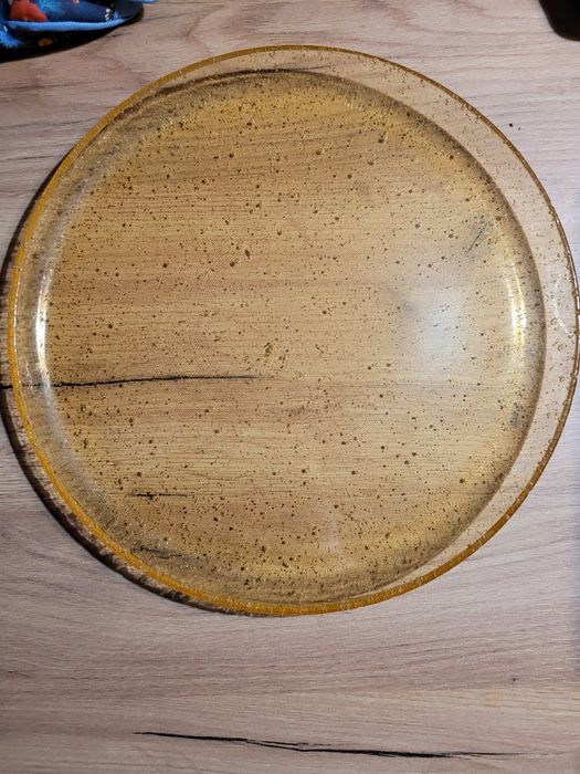 Patera szklana taca talerz ozdobny żółty jak nowy