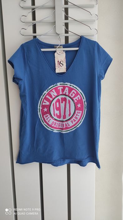 koszulka bluzka t-shirt rozm. uni niebieski