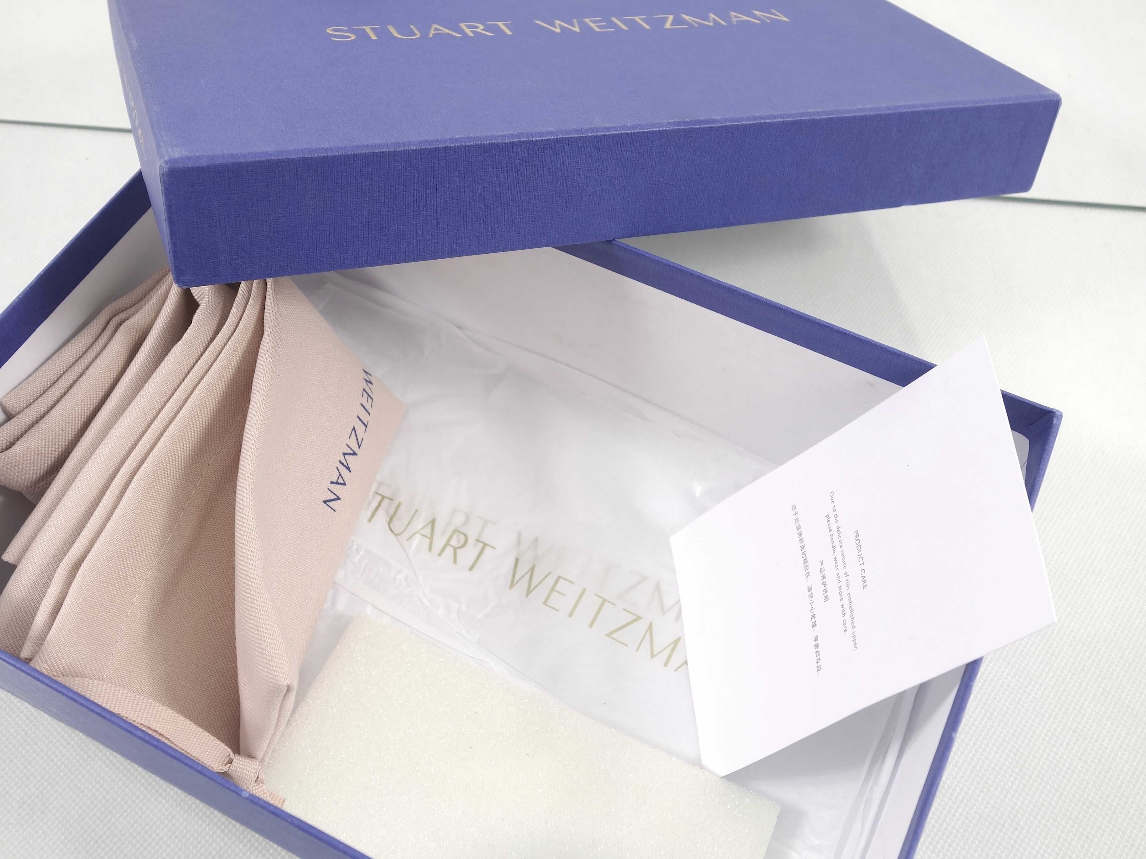 STUART WEITZMAN SW BOW Nowe Sandały Skórzane Na Obcasie  40