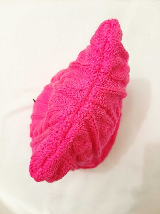 Тепла шапка зима/демі рожева, підкладка фліс, на дівчинку 4-10 років