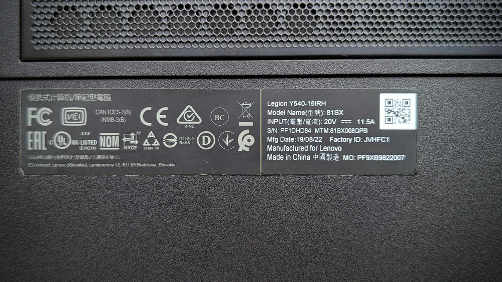 Legion Y540 15IRH • i7-9750H • GTX 1660Ti • 16 ГБ RAM • SSD+HDD +сумка