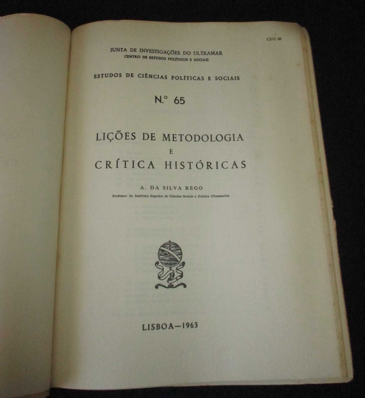 Livro Lições de Metodologia e Crítica Históricas Silva Rego