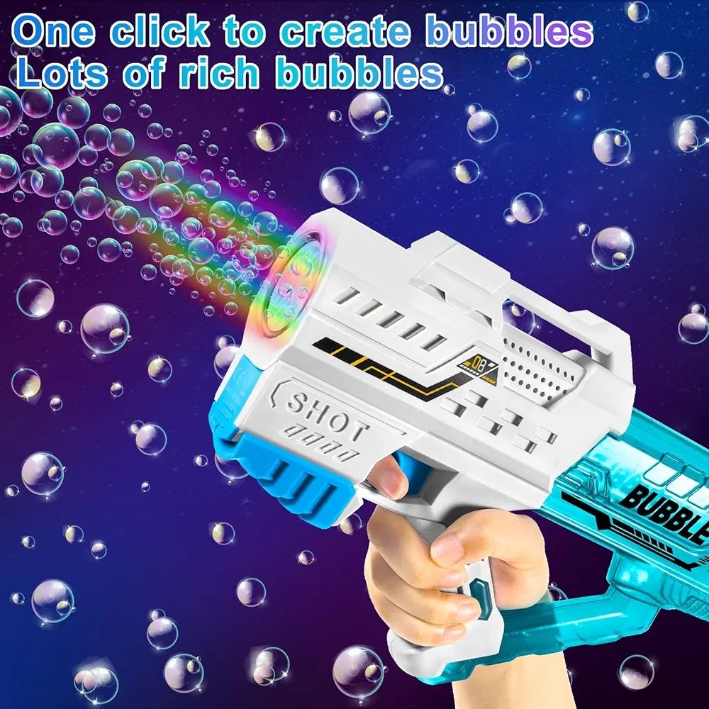 Akumulatorowy pistolet do baniek mydlanych z 12 otworami, dla dzieci,