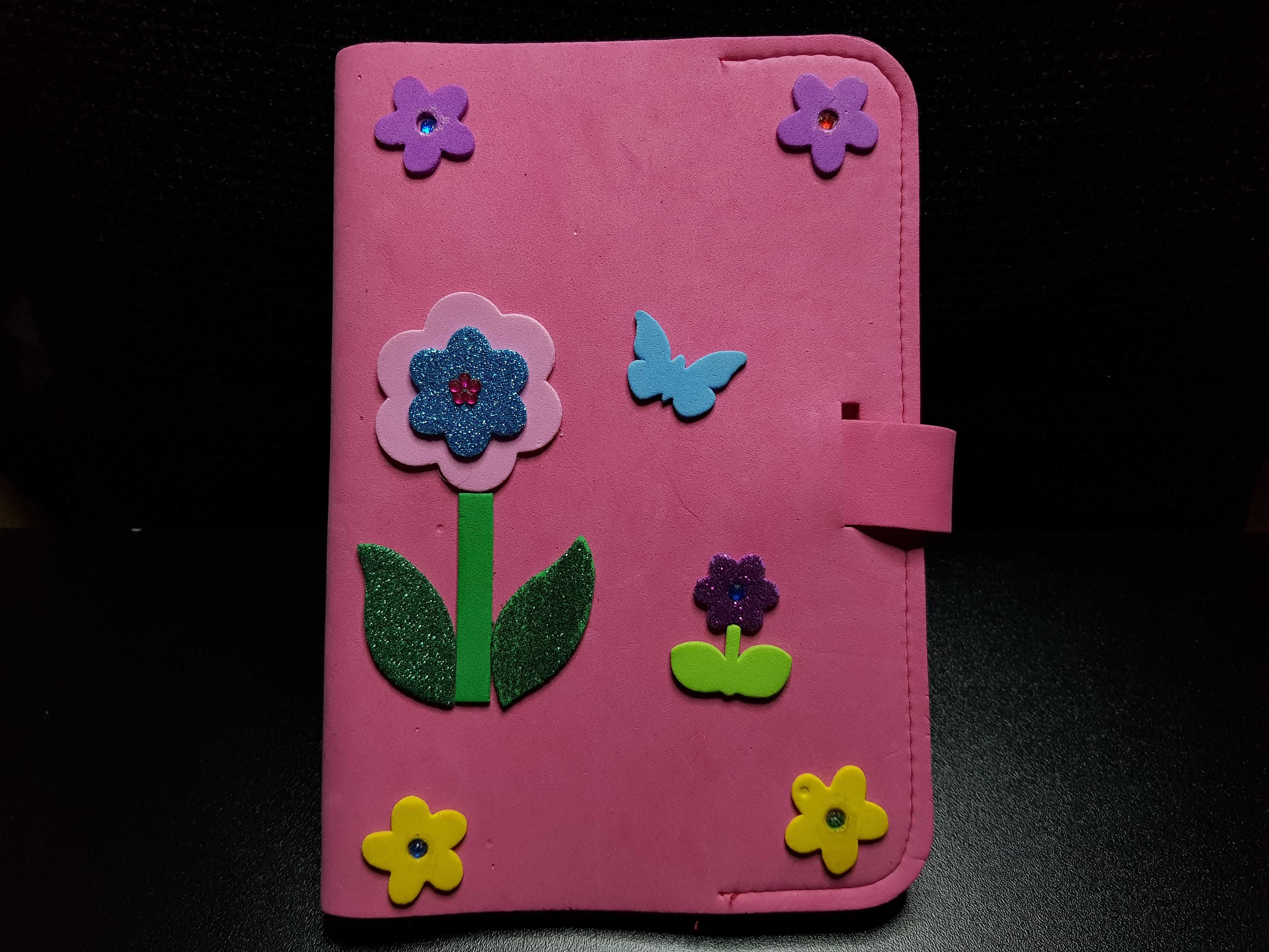 piankowa okładka na zeszyt/notes miękka różowa z kwiatkami alternative