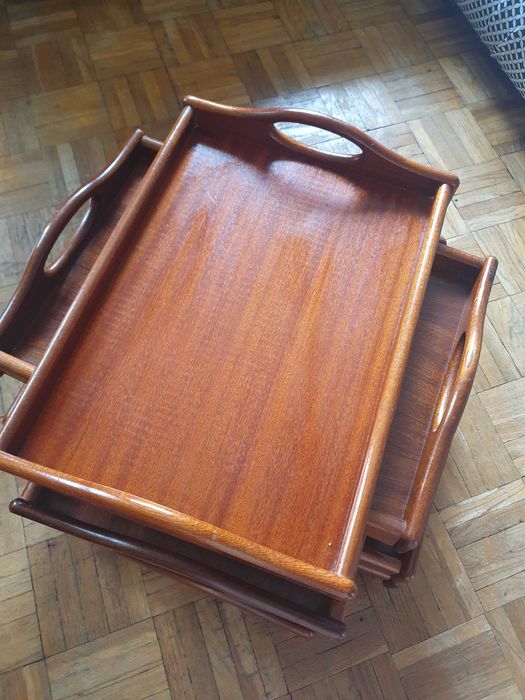 SUPER STAN Taca Butler Classic,DREWNO, mahoń, CRASTER, serwowanie,8szt