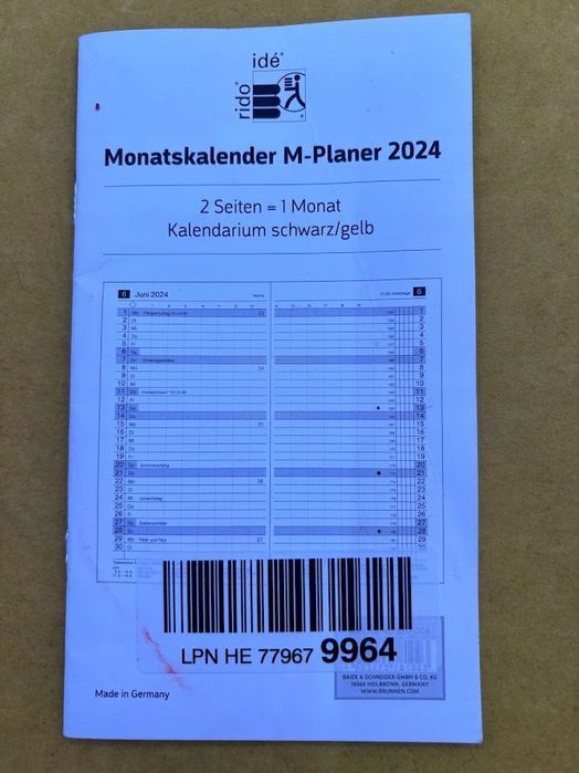miesięczny kalendarz planer w języku niemieckim