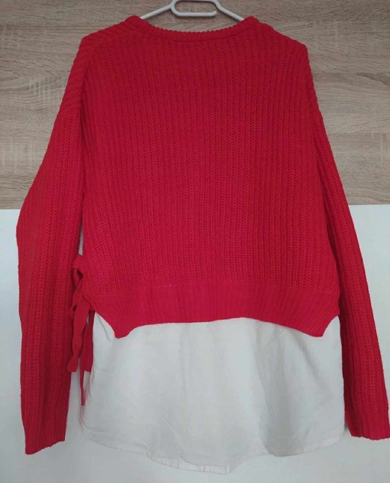 Czerwony sweter, świąteczny sweter oversize