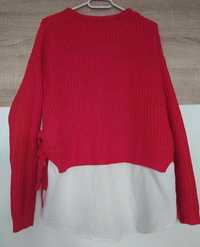 Czerwony sweter, świąteczny sweter oversize