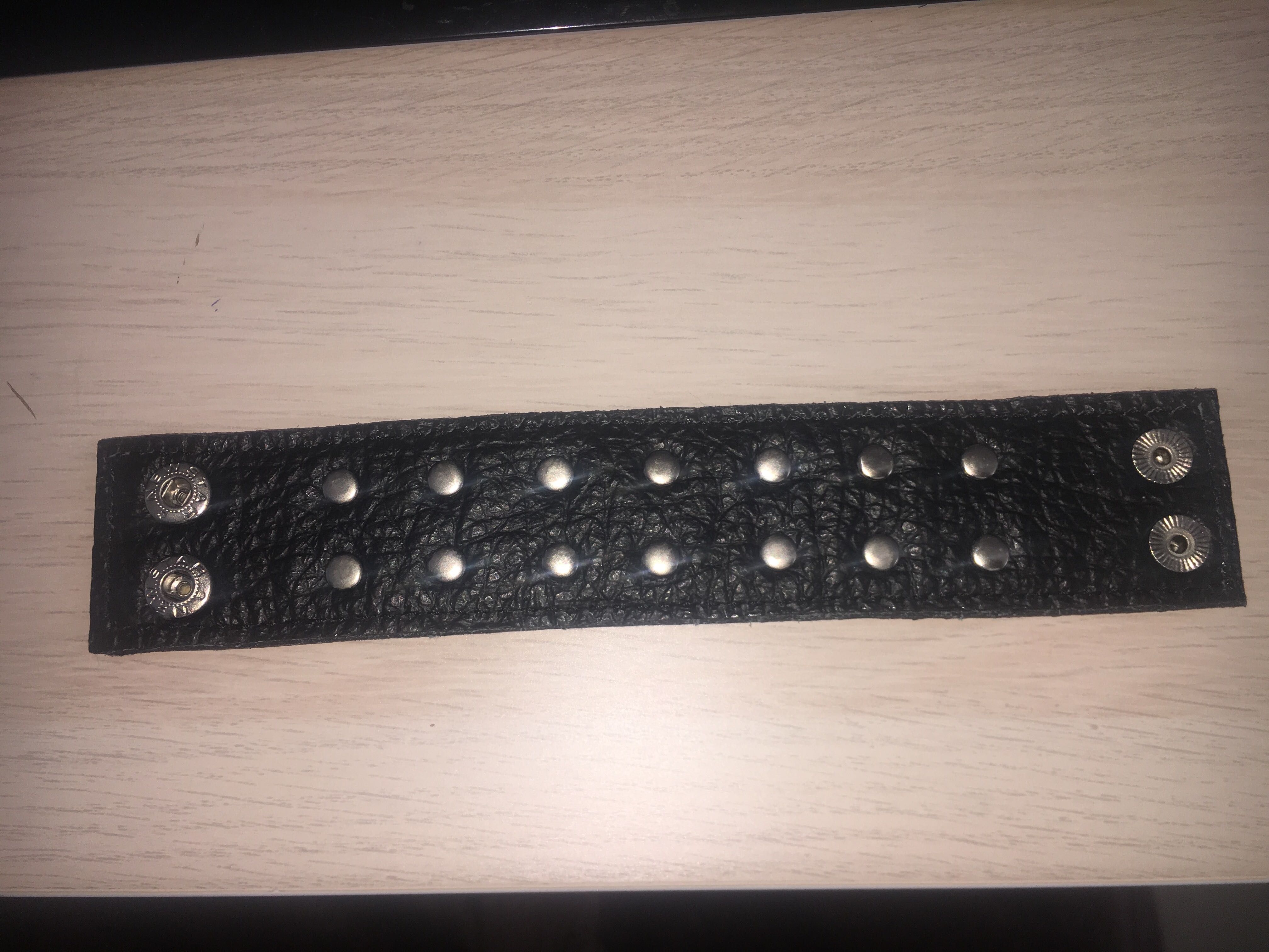 638/ Bransoletka skórzana nowa bransoleta czarna szerokość 4 cm