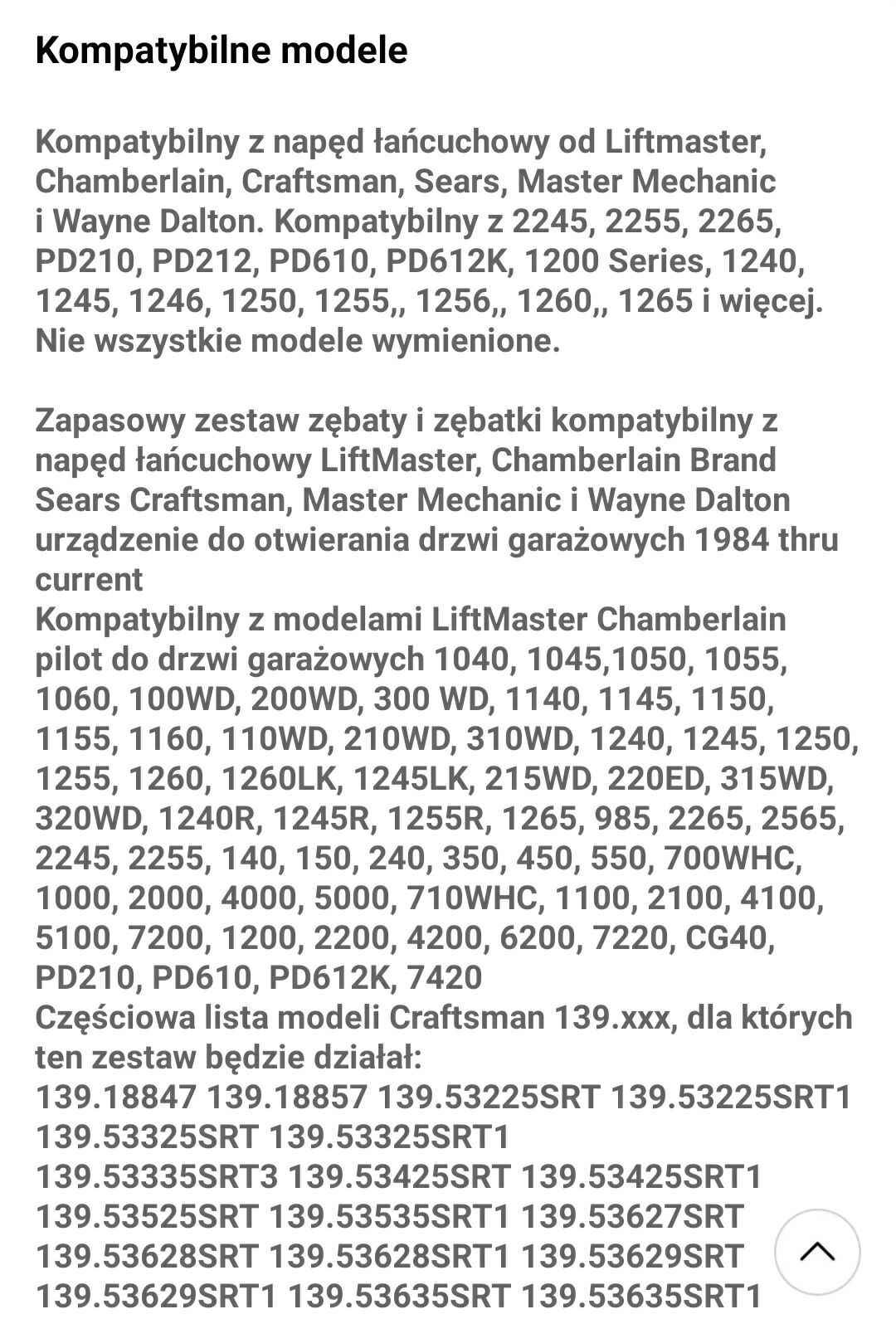 Zestaw naprawczy zamiennik do Liftmaster Motorlift Sears Craftsman