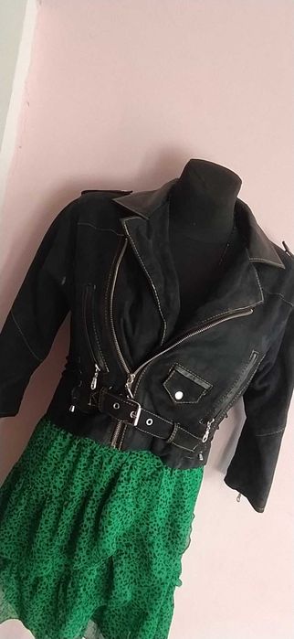 PREMIUM! Ramoneska ze skóry jagnięcej i zamszu S/M/L