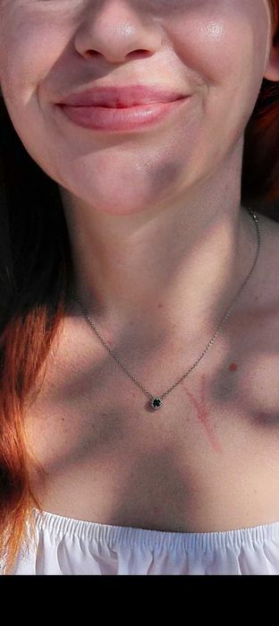 Колье из белого золота 585 пробы с самфиром и бриллиантами