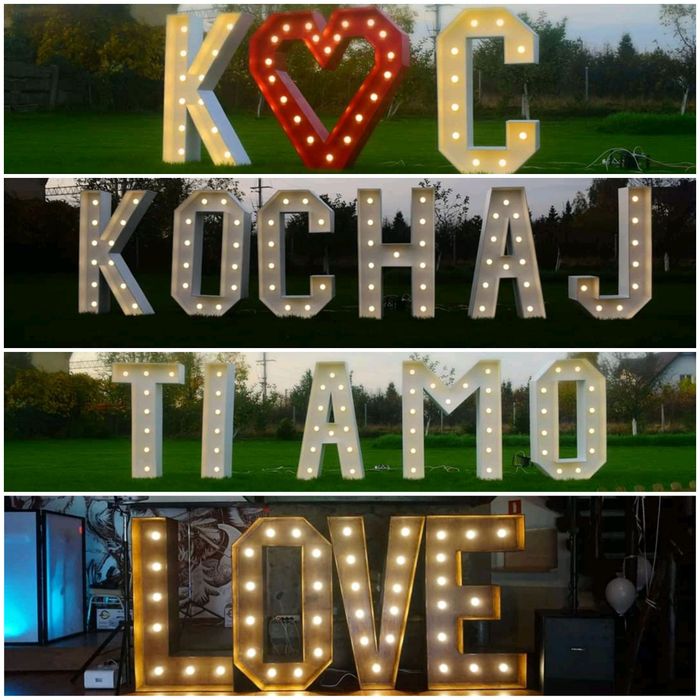 Miłość LOVE KOCHAM ti amo amore amour. Napisy na wesele ślub białe